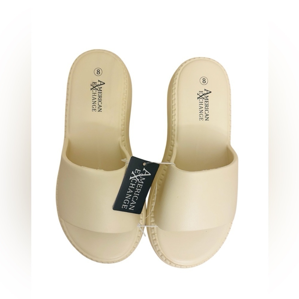 American Exchange Cream Platform Shoes Slides - Picture 2 of 10